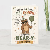 かわいいキャラクターのクマの誕生日グリーティング カード (正面)