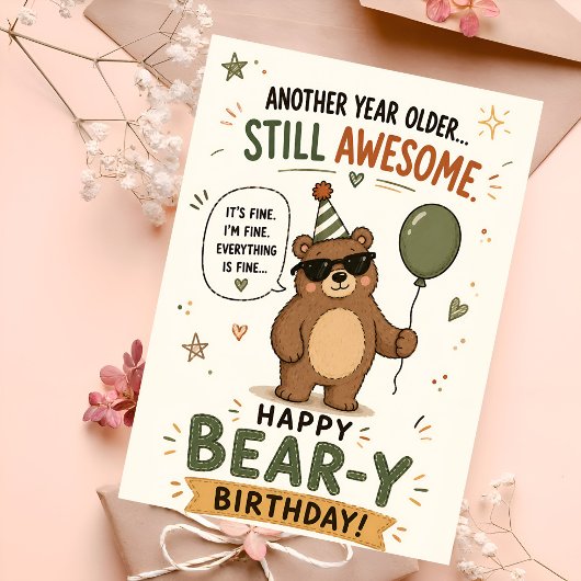 かわいいキャラクターのクマの誕生日グリーティング カード