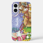 かわいいキャラクターのクリスマスサンタクロースのそりトナカイ Case-Mate iPhoneケース (裏面)