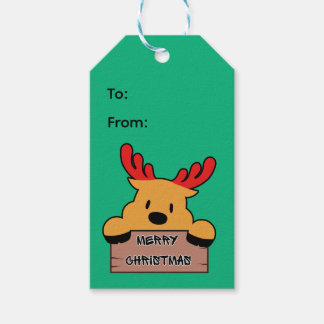 かわいいキャラクターのクリスマストナカイ ギフトタグ