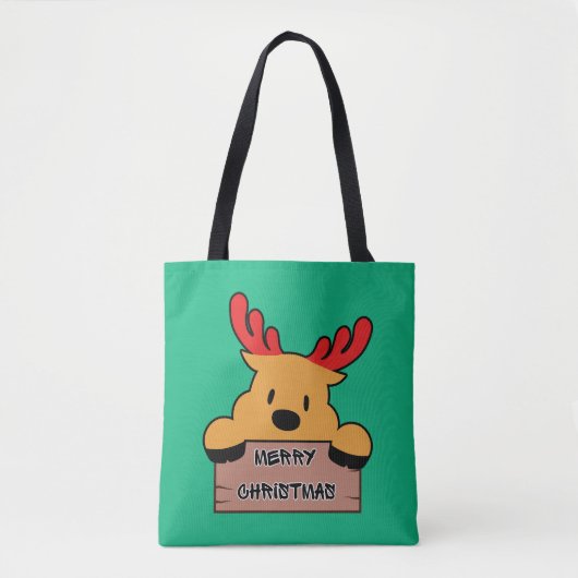 かわいいキャラクターのクリスマストナカイ トートバッグ (正面)