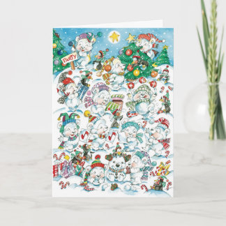 かわいいキャラクターのクリスマスポーラーベアペンギンパーティー シーズンカード