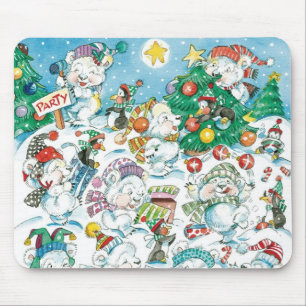 かわいいキャラクターのクリスマスポーラーベアペンギンパーティー マウスパッド