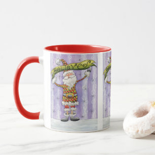 かわいいキャラクターのクリスマス、サンタクロースを信じてます マグカップ