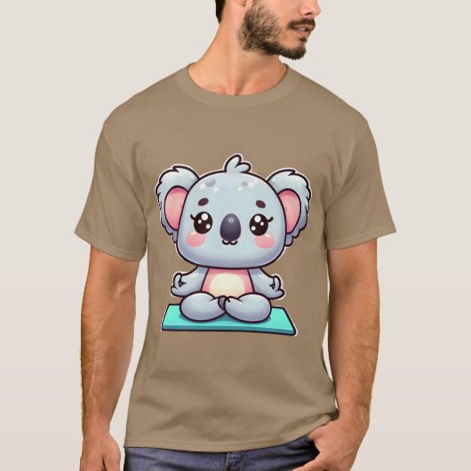 かわいいキャラクターのコアラのヨガポーズの友達 Tシャツ (正面)