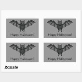 かわいいキャラクターのコウモリとハッピーハロウィンの文字 長方形シール (シート)