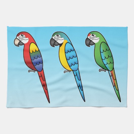かわいいキャラクターのコンゴウインコ キッチンタオル (横)