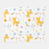 かわいいキャラクターのコーギー犬 フリースブランケット (正面(横))
