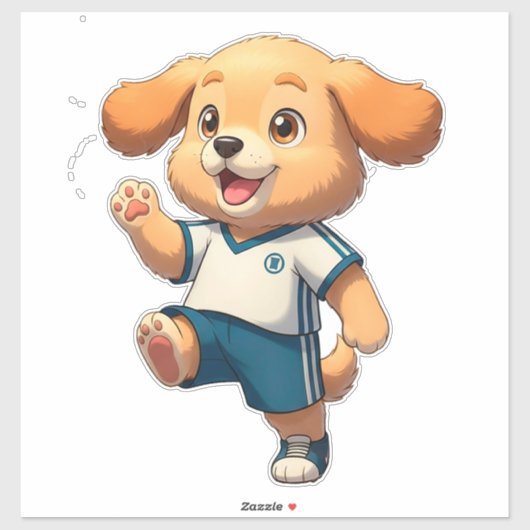 かわいいキャラクターのサッカー選手の子犬 シール (シート)
