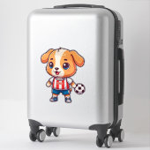 かわいいキャラクターのサッカー選手の子犬 シール (スーツケース)