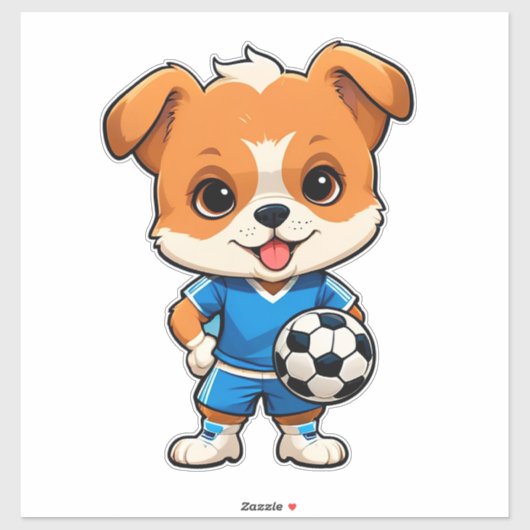 かわいいキャラクターのサッカー選手の子犬 シール (シート)