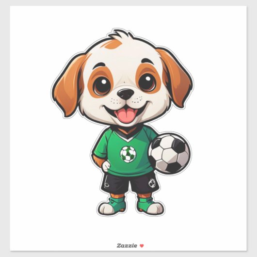 かわいいキャラクターのサッカー選手の子犬 シール (シート)