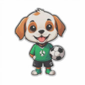 かわいいキャラクターのサッカー選手の子犬 シール (正面)