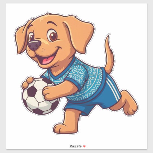 かわいいキャラクターのサッカー選手の子犬 シール (シート)
