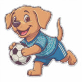かわいいキャラクターのサッカー選手の子犬 シール (正面)