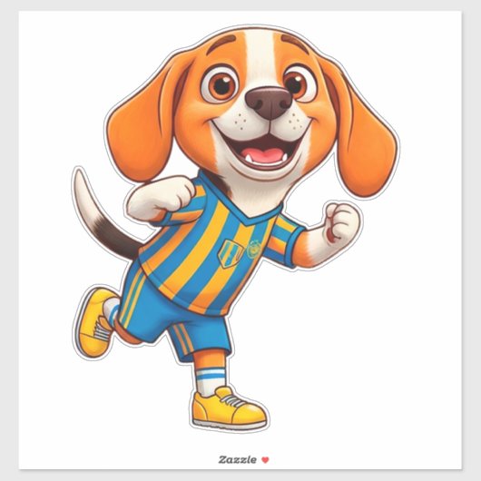 かわいいキャラクターのサッカー選手の子犬 シール (シート)