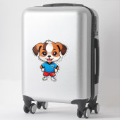 かわいいキャラクターのサッカー選手の子犬 シール (スーツケース)