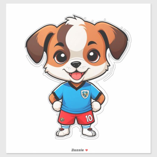 かわいいキャラクターのサッカー選手の子犬 シール (シート)