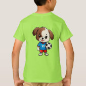 かわいいキャラクターのサッカー選手の子犬 Tシャツ (裏面)