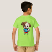 かわいいキャラクターのサッカー選手の子犬 Tシャツ (裏面フル)