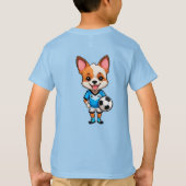 かわいいキャラクターのサッカー選手の子犬 Tシャツ (裏面)