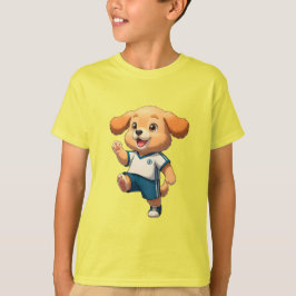 かわいいキャラクターのサッカー選手の子犬 Tシャツ