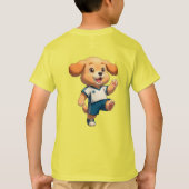 かわいいキャラクターのサッカー選手の子犬 Tシャツ (裏面)