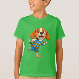 かわいいキャラクターのサッカー選手の子犬 Tシャツ