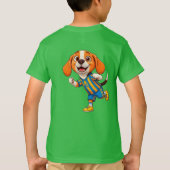 かわいいキャラクターのサッカー選手の子犬 Tシャツ (裏面)