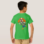 かわいいキャラクターのサッカー選手の子犬 Tシャツ (裏面フル)