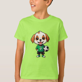 かわいいキャラクターのサッカー選手の子犬 Tシャツ