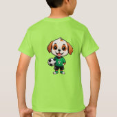 かわいいキャラクターのサッカー選手の子犬 Tシャツ (裏面)