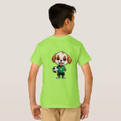 かわいいキャラクターのサッカー選手の子犬 Tシャツ (裏面フル)