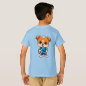 かわいいキャラクターのサッカー選手の子犬 Tシャツ (裏面フル)