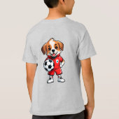 かわいいキャラクターのサッカー選手の子犬 Tシャツ (裏面)