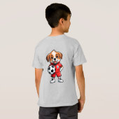 かわいいキャラクターのサッカー選手の子犬 Tシャツ (裏面フル)