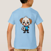 かわいいキャラクターのサッカー選手の子犬 Tシャツ (裏面)