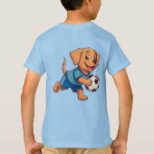 かわいいキャラクターのサッカー選手の子犬 Tシャツ (裏面)