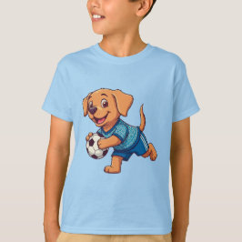 かわいいキャラクターのサッカー選手の子犬 Tシャツ
