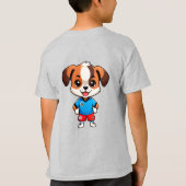 かわいいキャラクターのサッカー選手の子犬 Tシャツ (裏面)