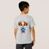 かわいいキャラクターのサッカー選手の子犬 Tシャツ (裏面フル)