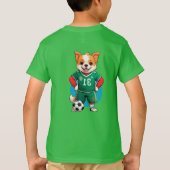 かわいいキャラクターのサッカー選手の子犬 Tシャツ (裏面)