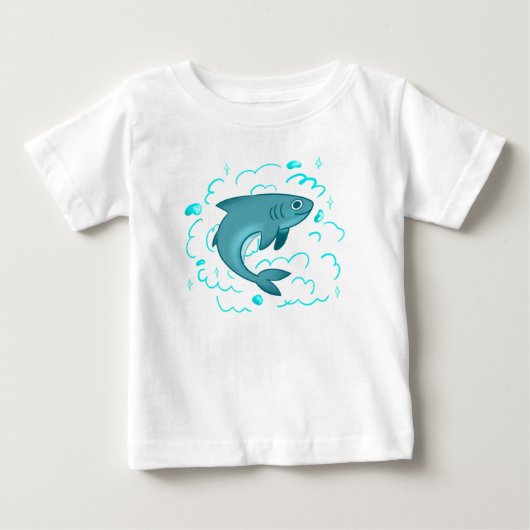 かわいいキャラクターのサメ | 楽しい海洋動物 ベビーTシャツ (正面)
