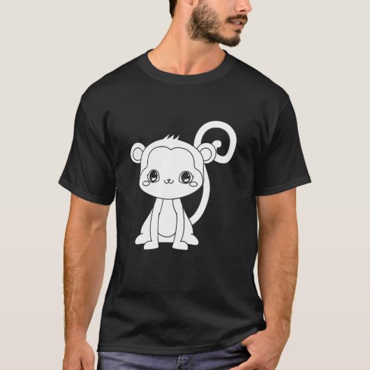 かわいいキャラクターのサル Tシャツ (正面)