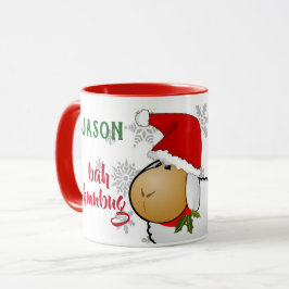 かわいいキャラクターのサンタひつじ Bah Humbug クリスマスマグ マグカップ
