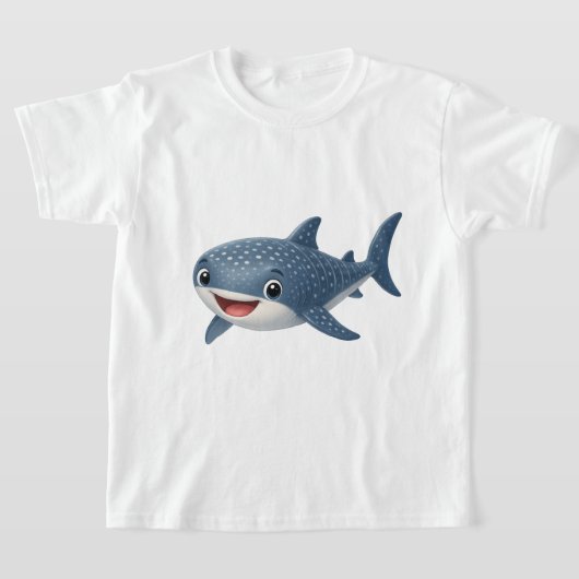かわいいキャラクターのジンベエザメ Tシャツ (レイダウン)