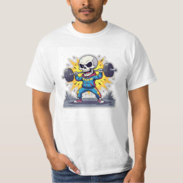 “かわいいキャラクターのスケルトンのウエイトリフター • おもしろいジムのデザインに最適” Tシャツ