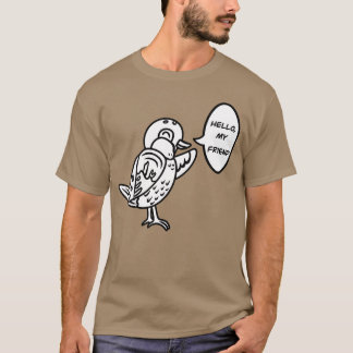 かわいいキャラクターのスズメの鳥のレトロなデザイン Tシャツ