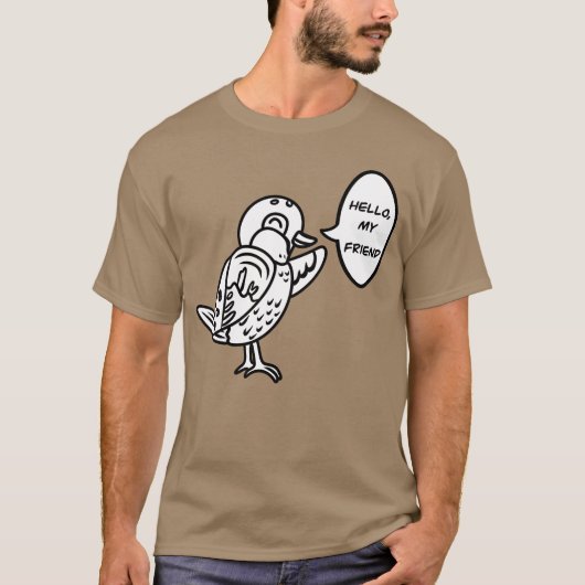 かわいいキャラクターのスズメの鳥のレトロなデザイン Tシャツ (正面)