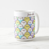 かわいいキャラクターのセキセイインコ柄 名前入り コーヒーマグカップ (正面右)